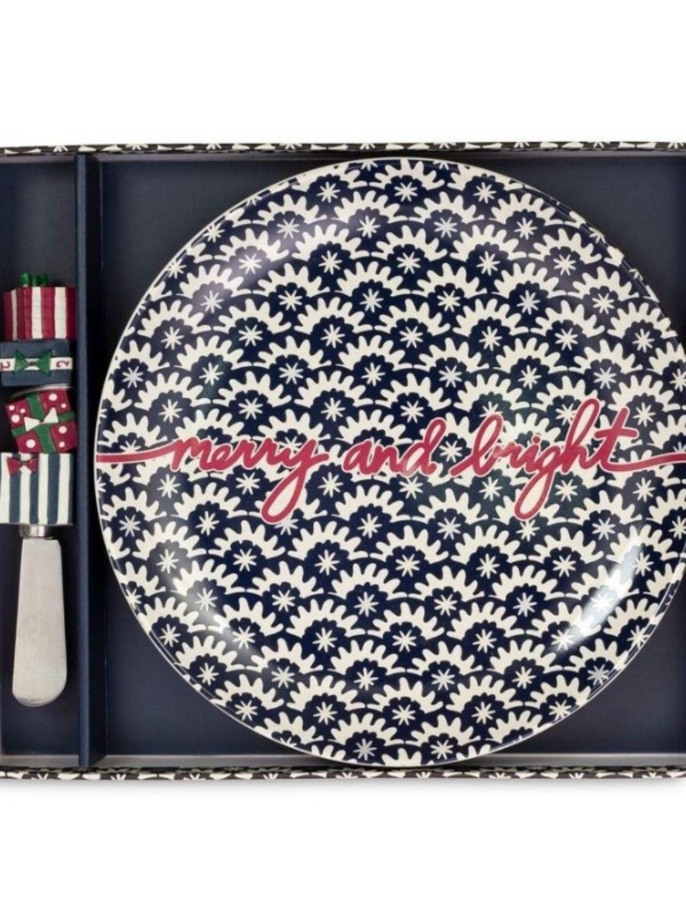 Vera Bradley Navy and White "Merry and Bright" Serving Plate Set